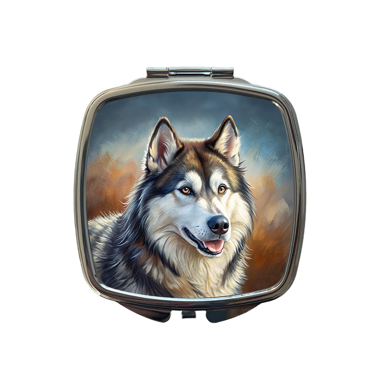 Alaskan Malamute Dog Illustration Small Travel Purse Handbag Pocket Makeup Compact Mirror