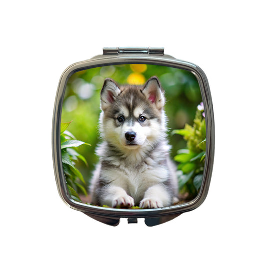 Alaskan Malamute Dog Puppy Photo Small Travel Purse Handbag Pocket Makeup Compact Mirror