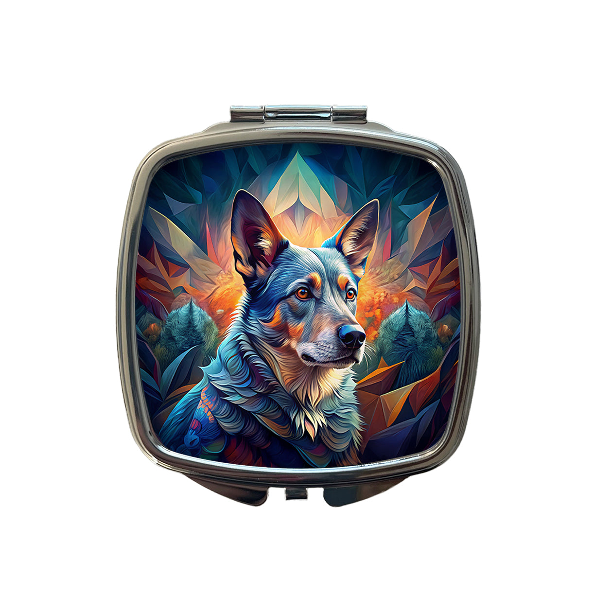 Australian Cattle Dog Abstract Stylized Art Small Travel Purse Handbag Pocket Makeup Compact Mirror