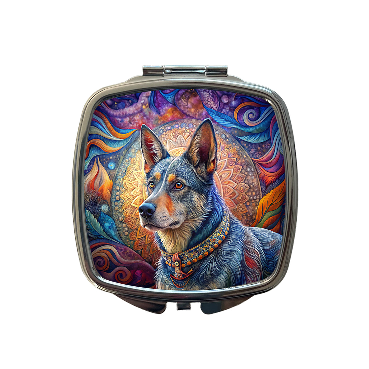 Australian Cattle Dog Bohemian Art Small Travel Purse Handbag Pocket Makeup Compact Mirror