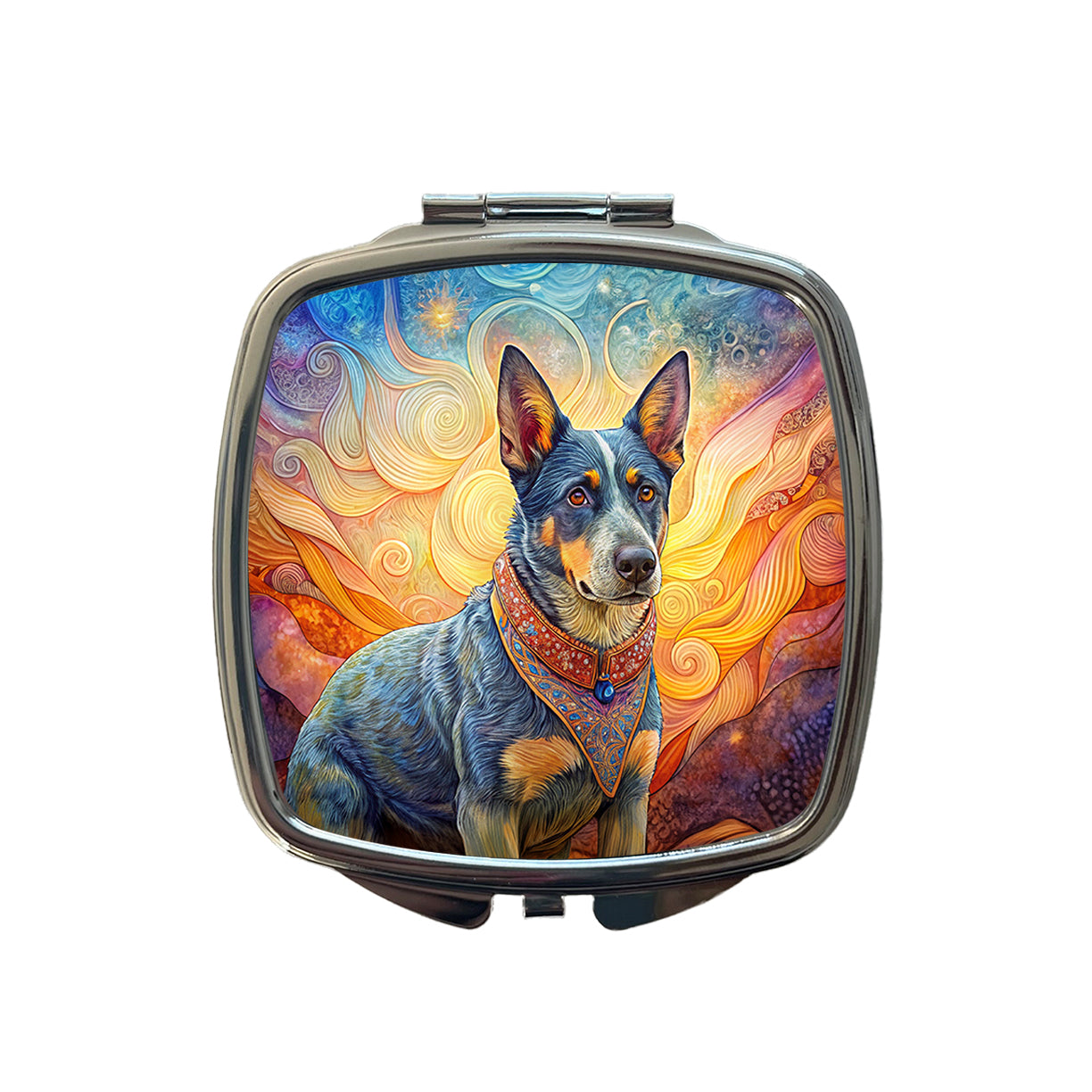 Australian Cattle Dog French Bohemian Art Small Travel Purse Handbag Pocket Makeup Compact Mirror