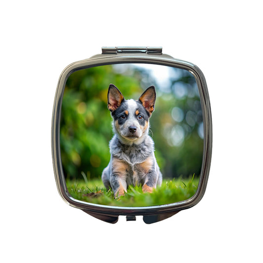 Australian Cattle Dog Puppy Photo Small Travel Purse Handbag Pocket Makeup Compact Mirror