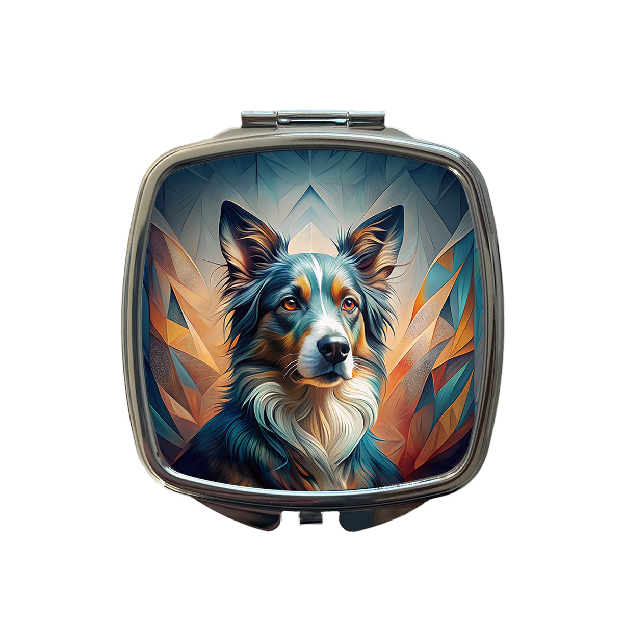 Australian Shepherd Dog Abstract Stylized Art Small Travel Purse Handbag Pocket Makeup Compact Mirror