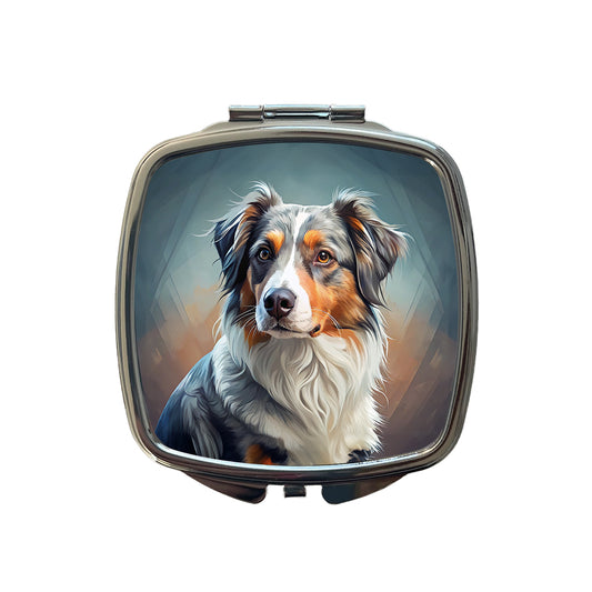 Australian Shepherd Dog Contemporary Art Small Travel Purse Handbag Pocket Makeup Compact Mirror