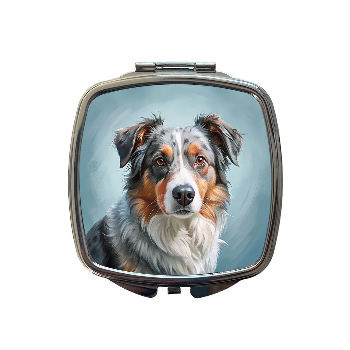 Australian Shepherd Dog Illustration Small Travel Purse Handbag Pocket Makeup Compact Mirror
