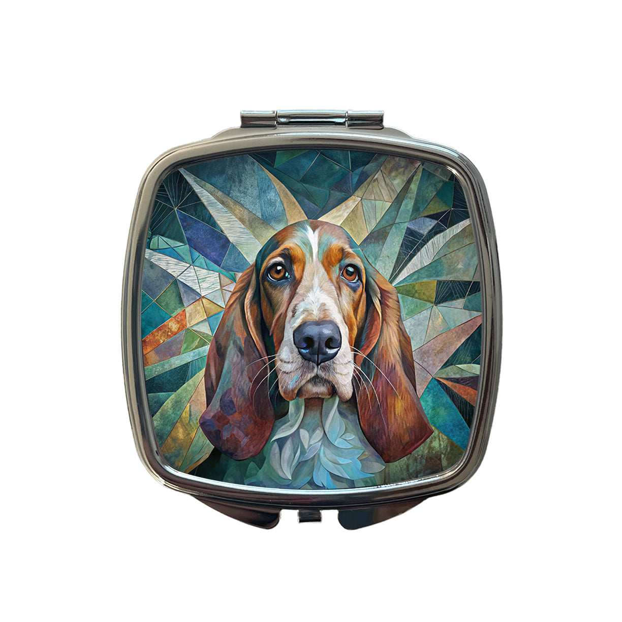 Basset Hound Dog Abstract Art Small Travel Purse Handbag Pocket Makeup Compact Mirror