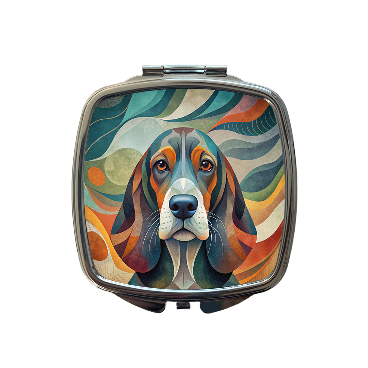 Basset Hound Dog Abstract Stylized Art Small Travel Purse Handbag Pocket Makeup Compact Mirror