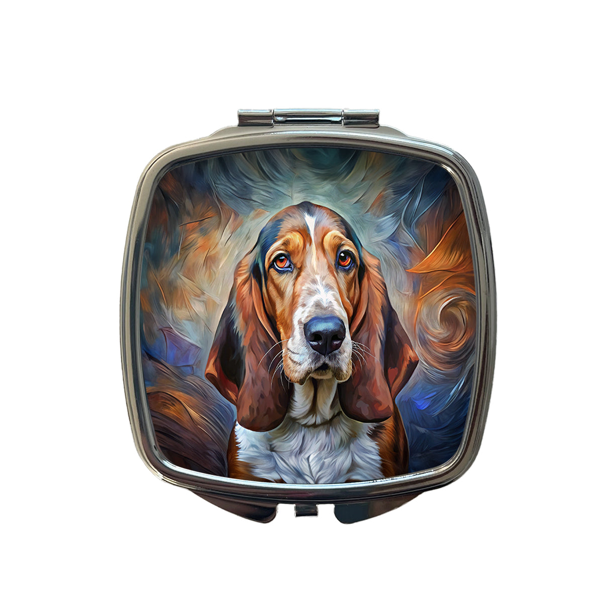 Basset Hound Dog Expressionism Art Small Travel Purse Handbag Pocket Makeup Compact Mirror