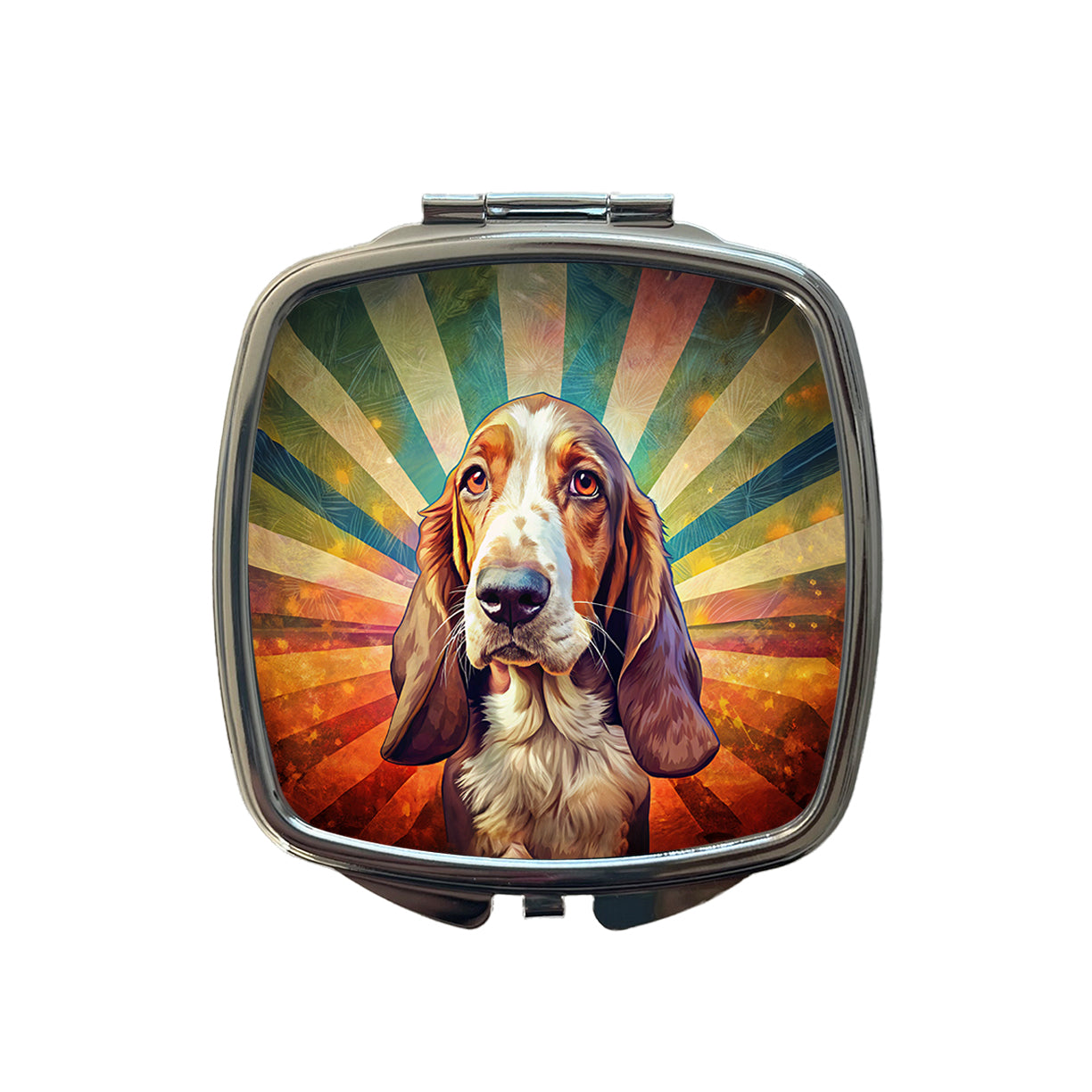 Basset Hound Dog Pop Art Small Travel Purse Handbag Pocket Makeup Compact Mirror