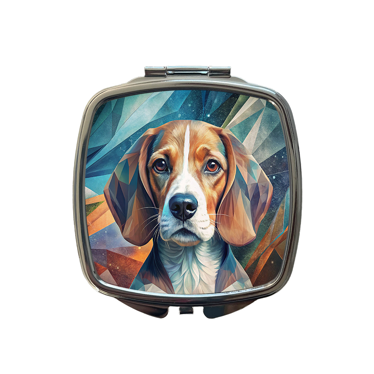 Beagle Dog Abstract Stylized Art Small Travel Purse Handbag Pocket Makeup Compact Mirror
