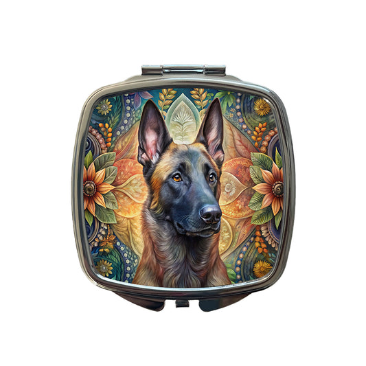 Belgian Malinois Dog Bohemian Art Small Travel Purse Handbag Pocket Makeup Compact Mirror