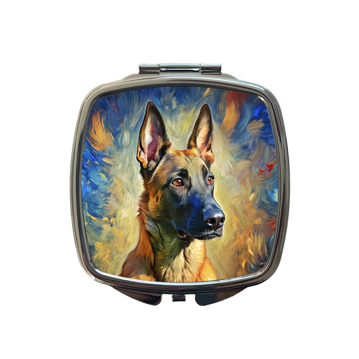 Belgian Malinois Dog Expressionism Art Small Travel Purse Handbag Pocket Makeup Compact Mirror