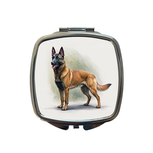 Belgian Malinois Dog Illustration Small Travel Purse Handbag Pocket Makeup Compact Mirror
