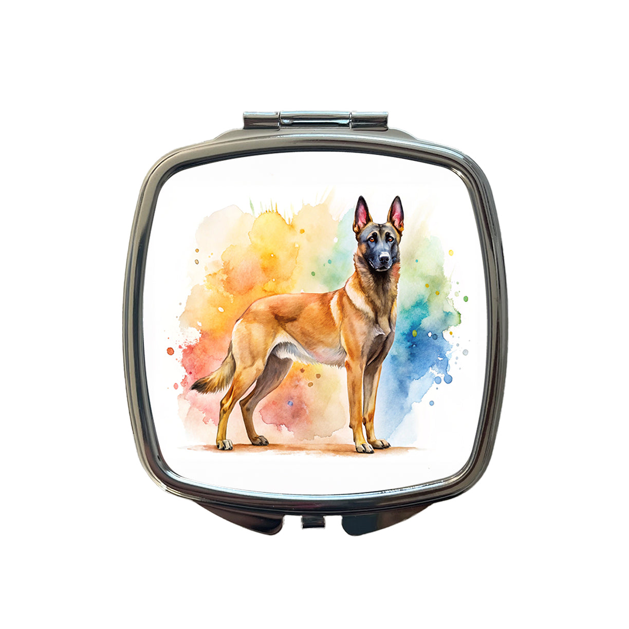 Belgian Malinois Dog Watercolor Style Small Travel Purse Handbag Pocket Makeup Compact Mirror