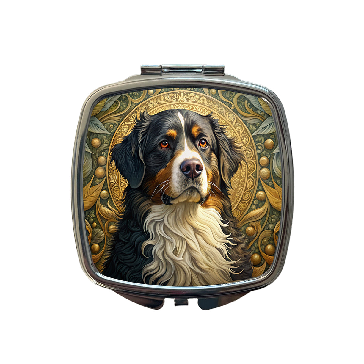 Bernese Mountain Dog Art Nouveau Small Travel Purse Handbag Pocket Makeup Compact Mirror