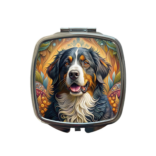 Bernese Mountain Dog Bohemian Art Small Travel Purse Handbag Pocket Makeup Compact Mirror