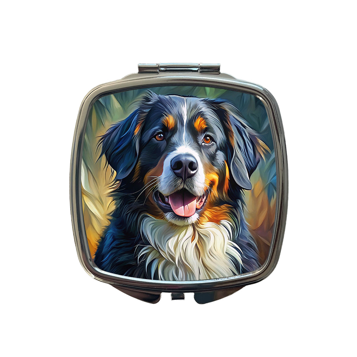 Bernese Mountain Dog Expressionism Art Small Travel Purse Handbag Pocket Makeup Compact Mirror