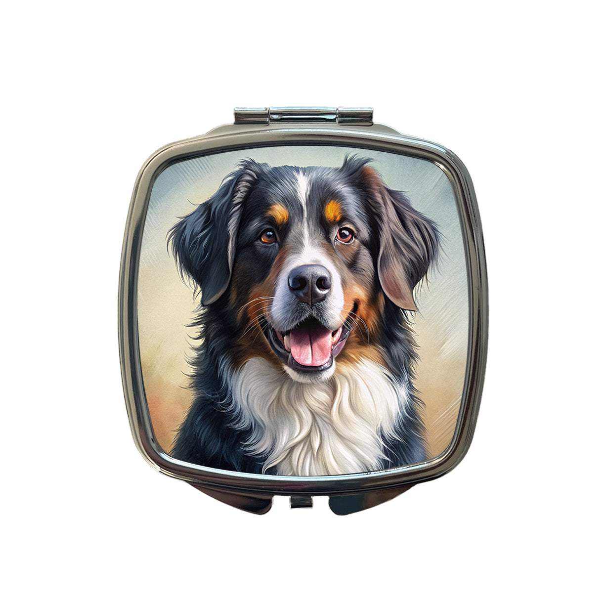 Bernese Mountain Dog Illustration Small Travel Purse Handbag Pocket Makeup Compact Mirror