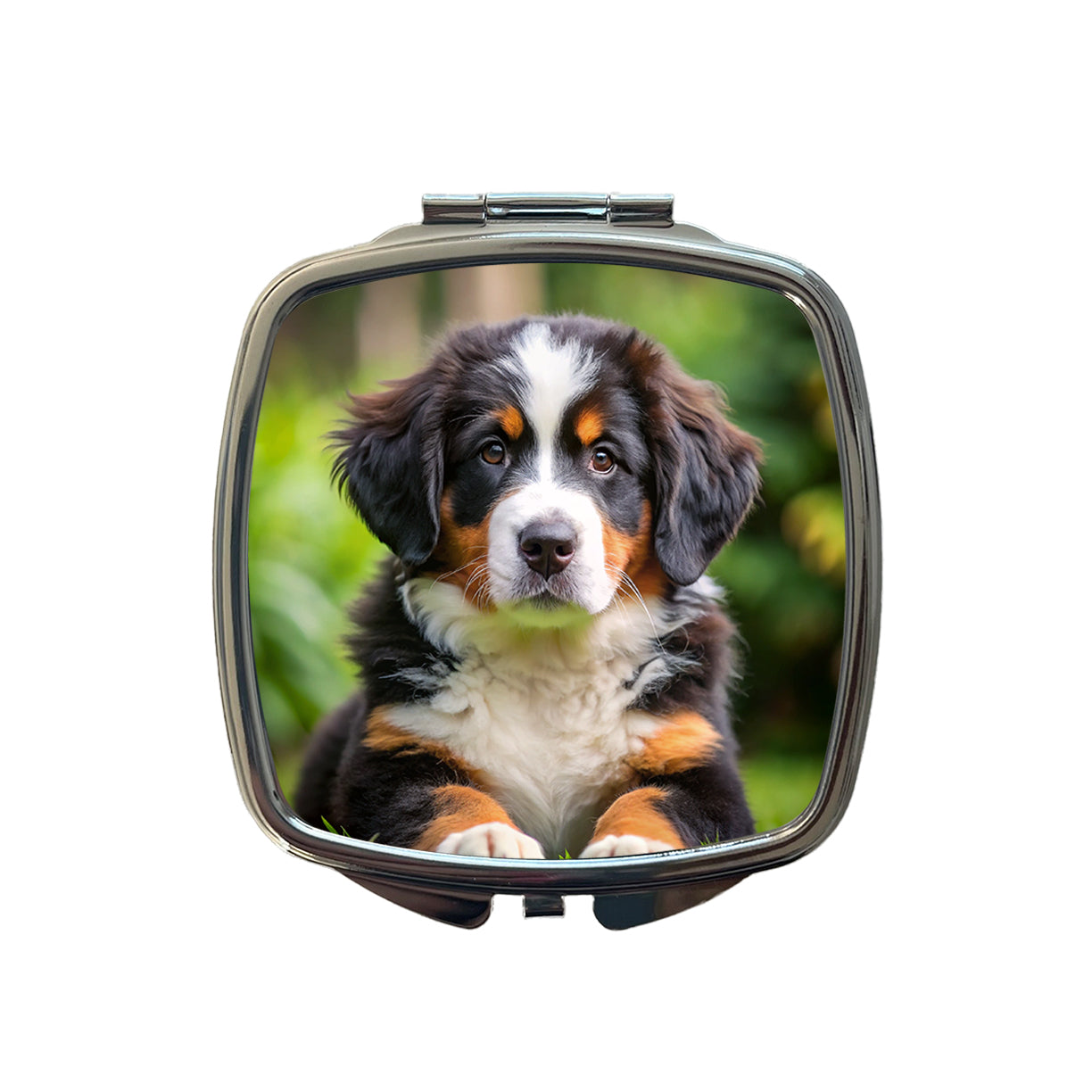 Bernese Mountain Dog Puppy Photo Small Travel Purse Handbag Pocket Makeup Compact Mirror