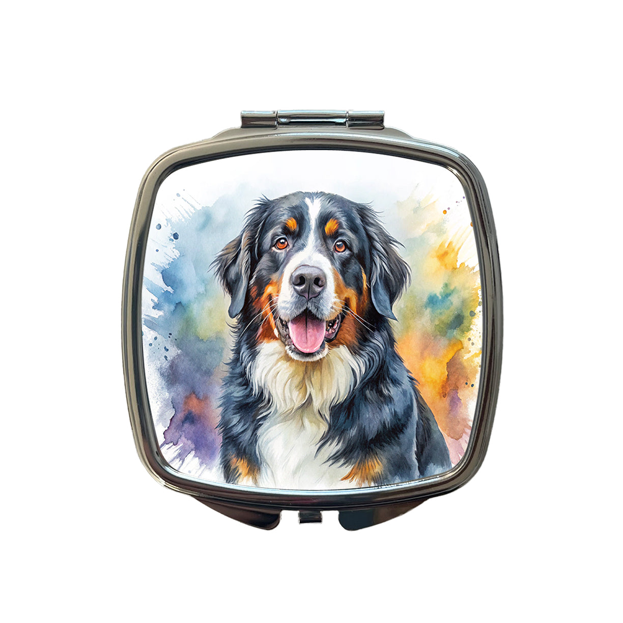 Bernese Mountain Dog Watercolor Style Small Travel Purse Handbag Pocket Makeup Compact Mirror