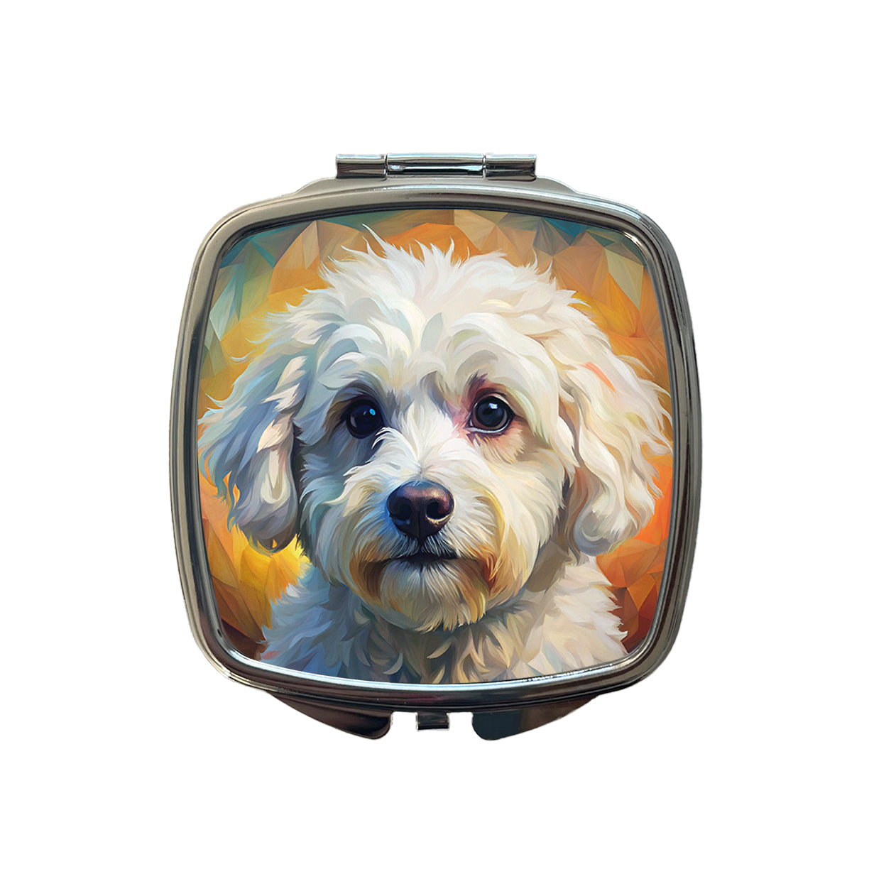 Bichon Frise Dog Expressionism Art Small Travel Purse Handbag Pocket Makeup Compact Mirror
