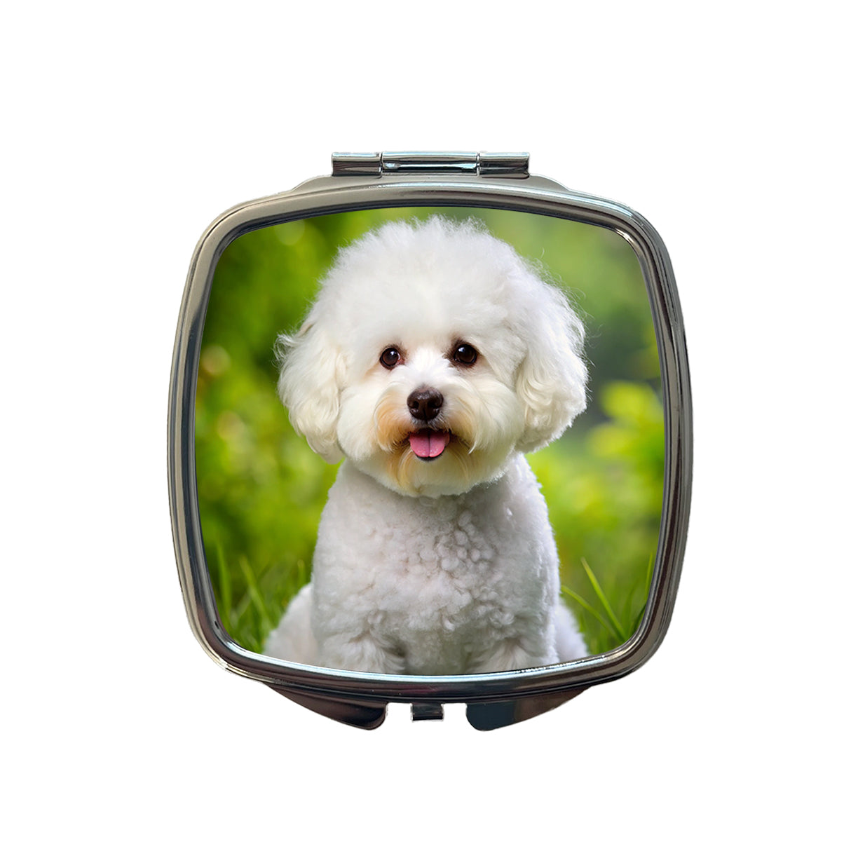 Bichon Frise Dog Photo Small Travel Purse Handbag Pocket Makeup Compact Mirror