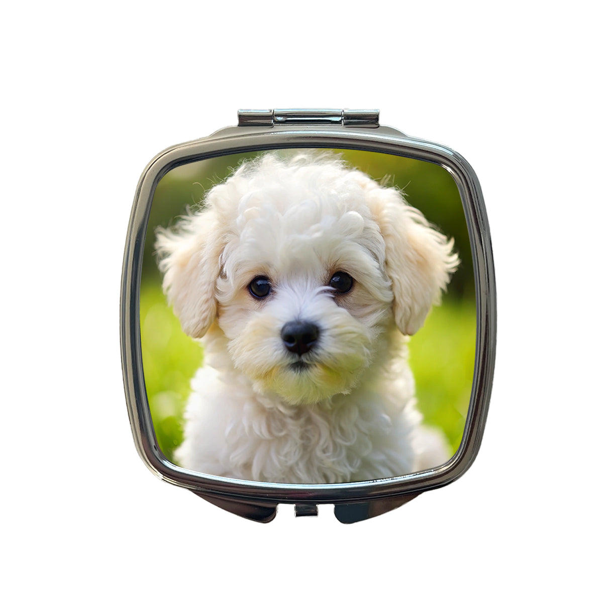 Bichon Frise Dog Puppy Photo Small Travel Purse Handbag Pocket Makeup Compact Mirror