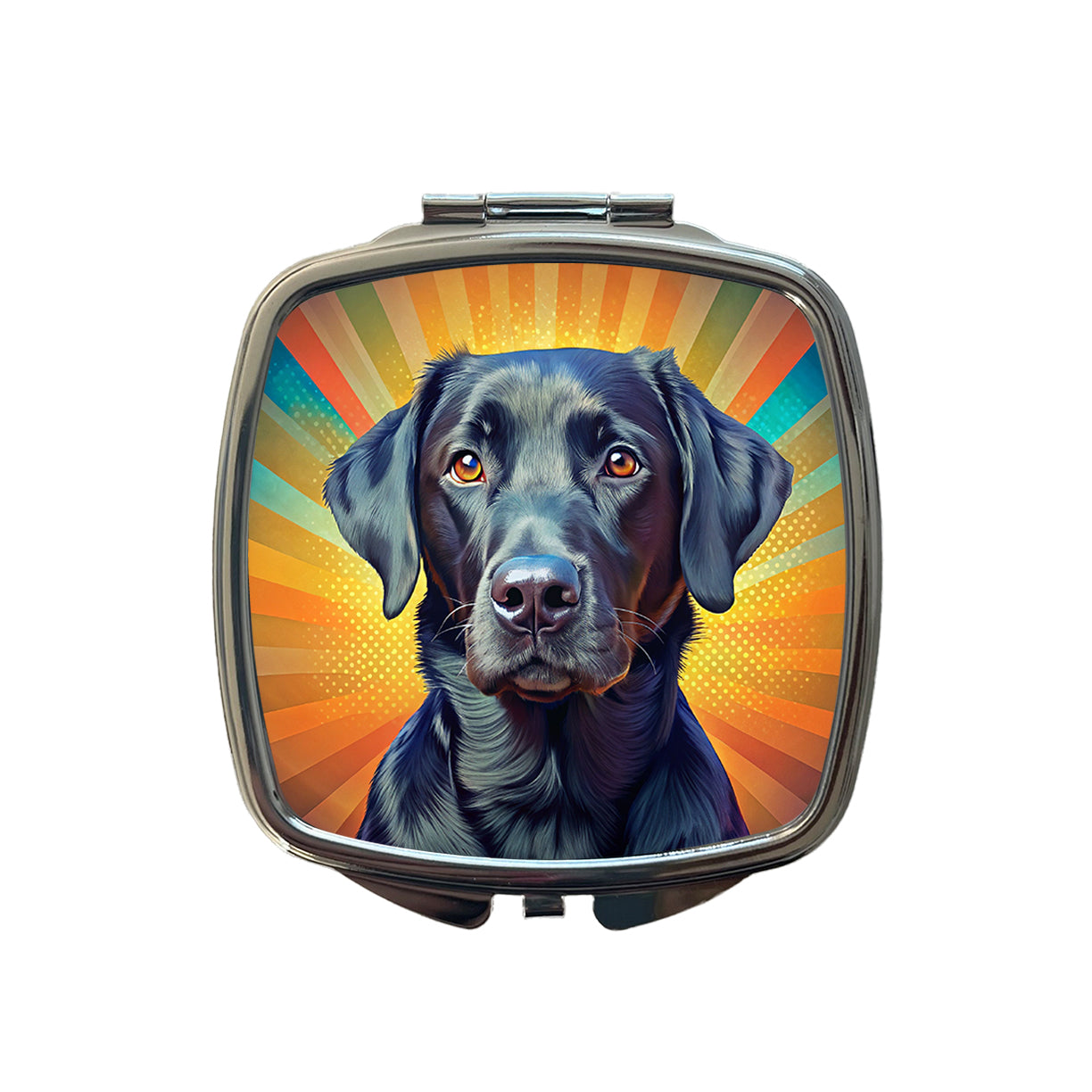 Black Labrador Retriever Dog Pop Art Small Travel Purse Handbag Pocket Makeup Compact Mirror