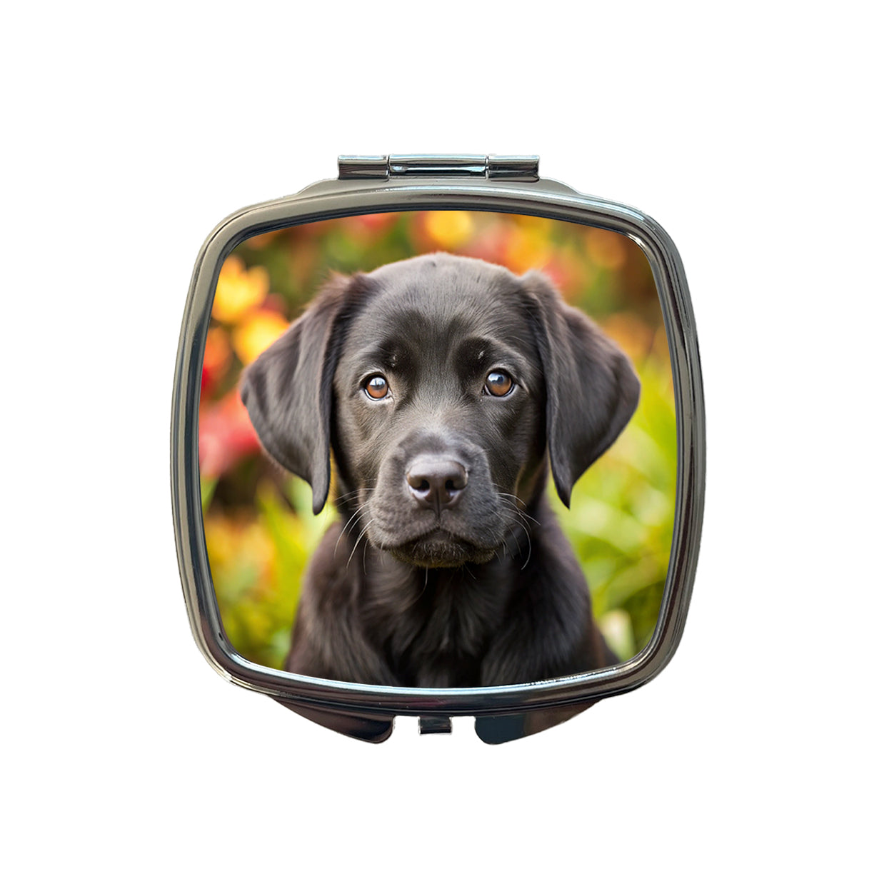 Black Labrador Retriever Dog Puppy Photo Small Travel Purse Handbag Pocket Makeup Compact Mirror
