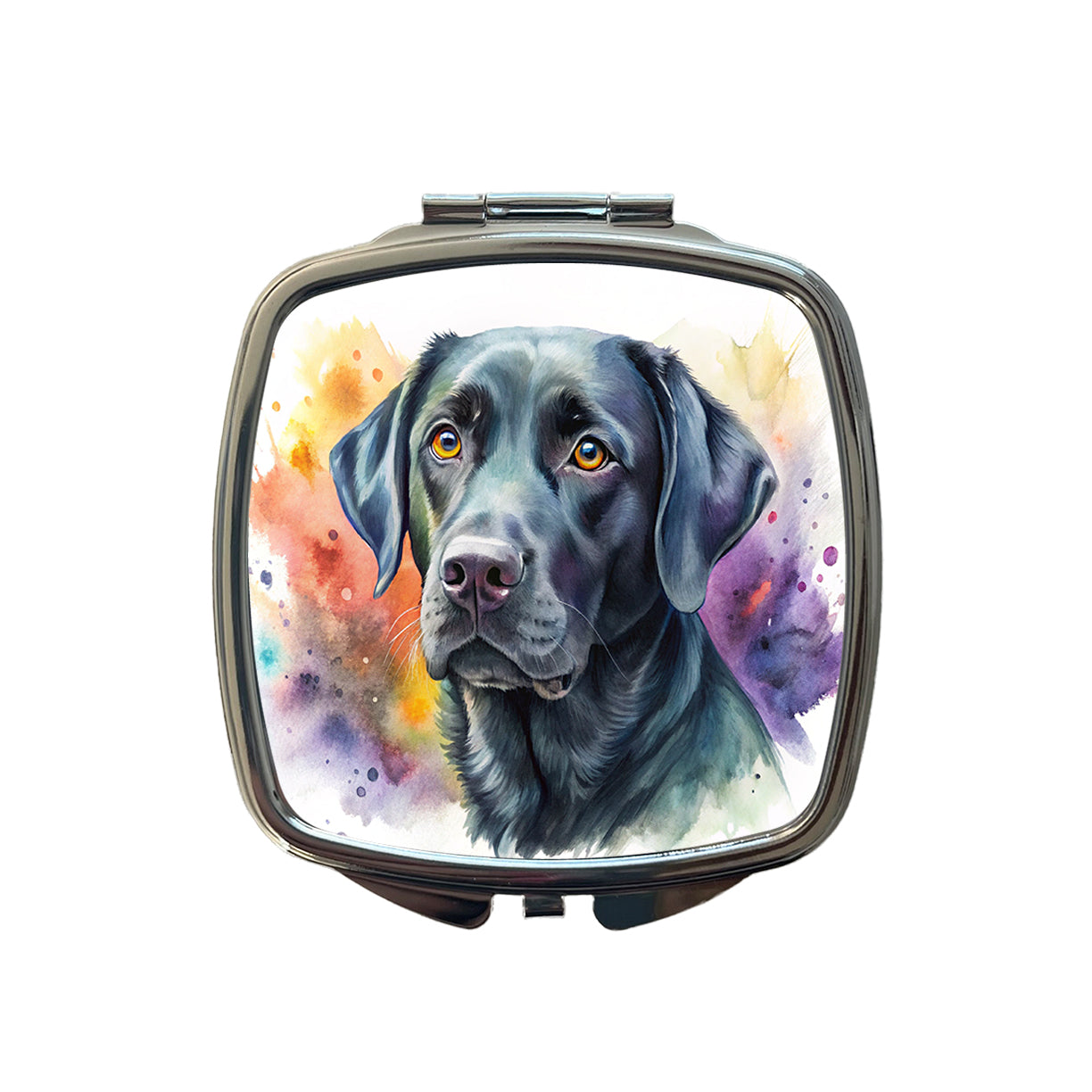 Black Labrador Retriever Dog Watercolor Style Small Travel Purse Handbag Pocket Makeup Compact Mirror