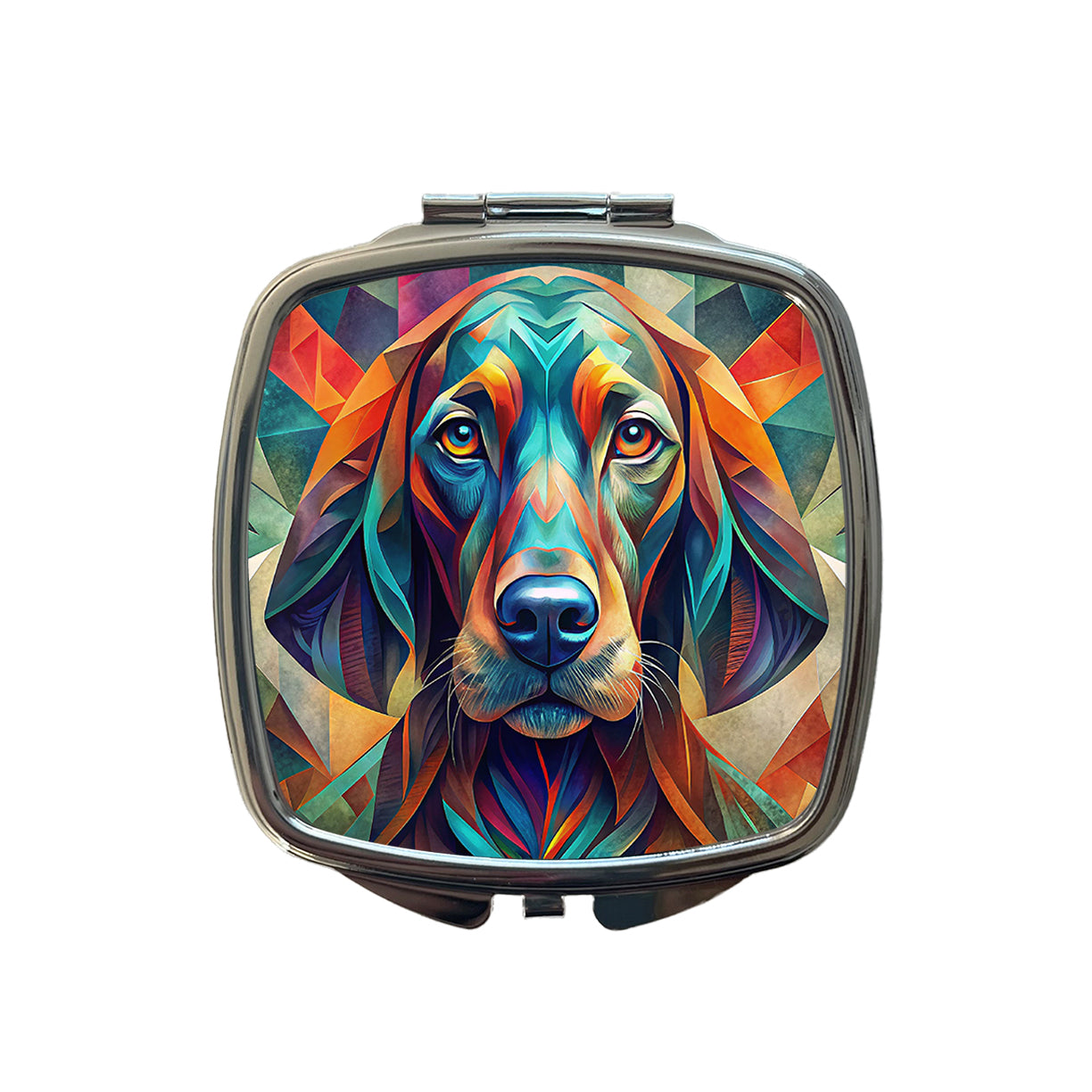 Bloodhound Dog Abstract Stylized Art Small Travel Purse Handbag Pocket Makeup Compact Mirror