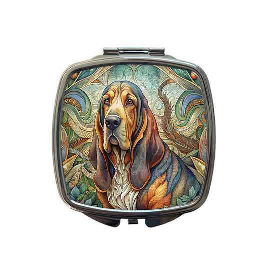 Bloodhound Dog Art Nouveau Small Travel Purse Handbag Pocket Makeup Compact Mirror