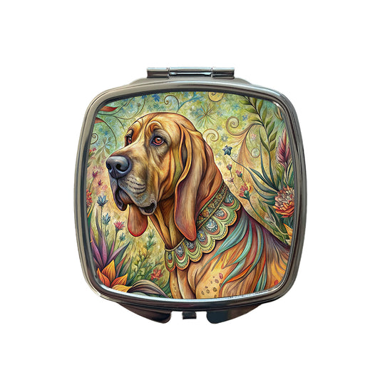 Bloodhound Dog French Bohemian Art Small Travel Purse Handbag Pocket Makeup Compact Mirror