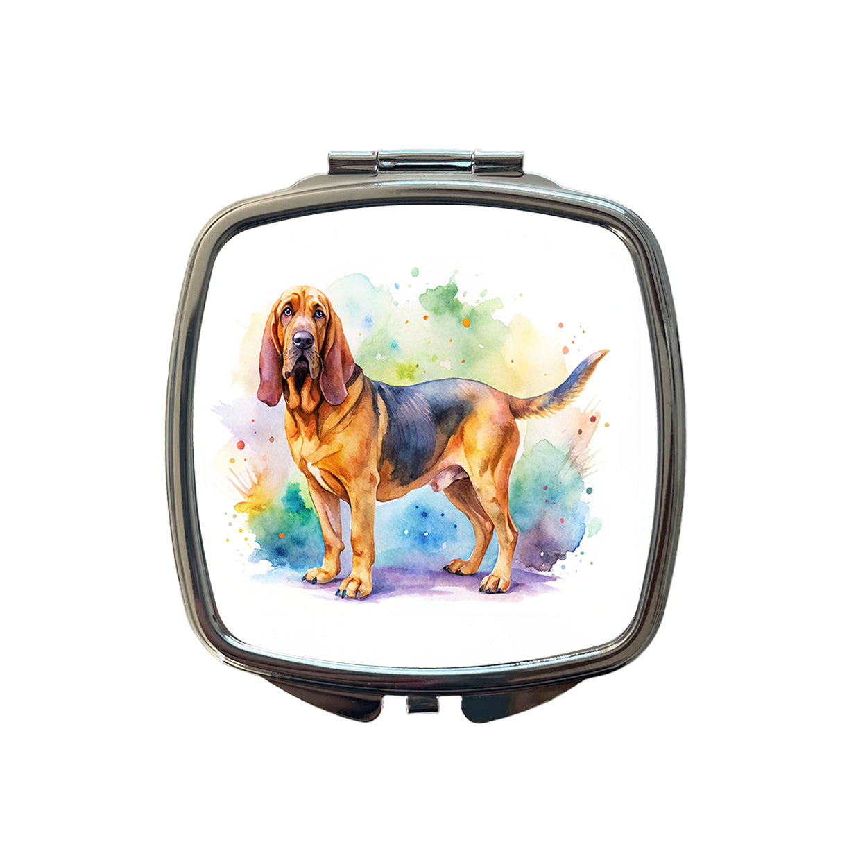 Bloodhound Dog Watercolor Style Small Travel Purse Handbag Pocket Makeup Compact Mirror