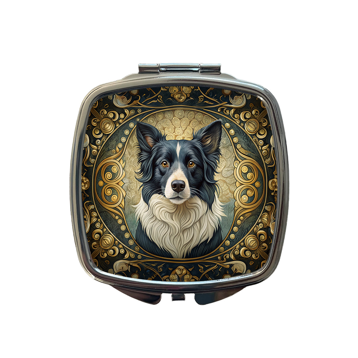 Border Collie Dog Art Nouveau Small Travel Purse Handbag Pocket Makeup Compact Mirror