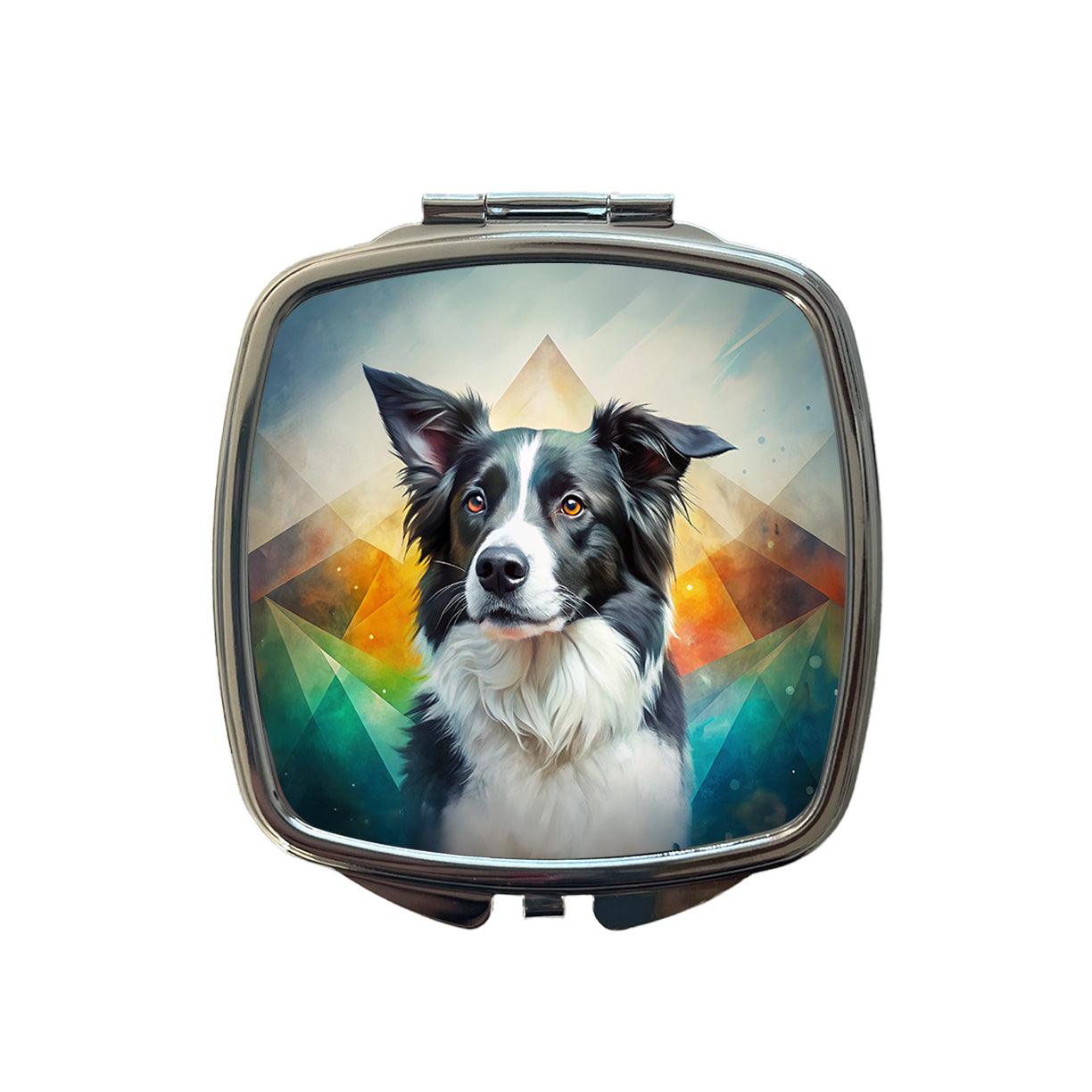 Border Collie Dog Contemporary Art Small Travel Purse Handbag Pocket Makeup Compact Mirror
