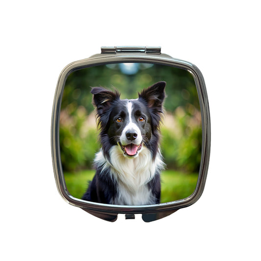 Border Collie Dog Photo Small Travel Purse Handbag Pocket Makeup Compact Mirror