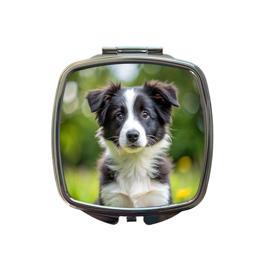 Border Collie Dog Puppy Photo Small Travel Purse Handbag Pocket Makeup Compact Mirror
