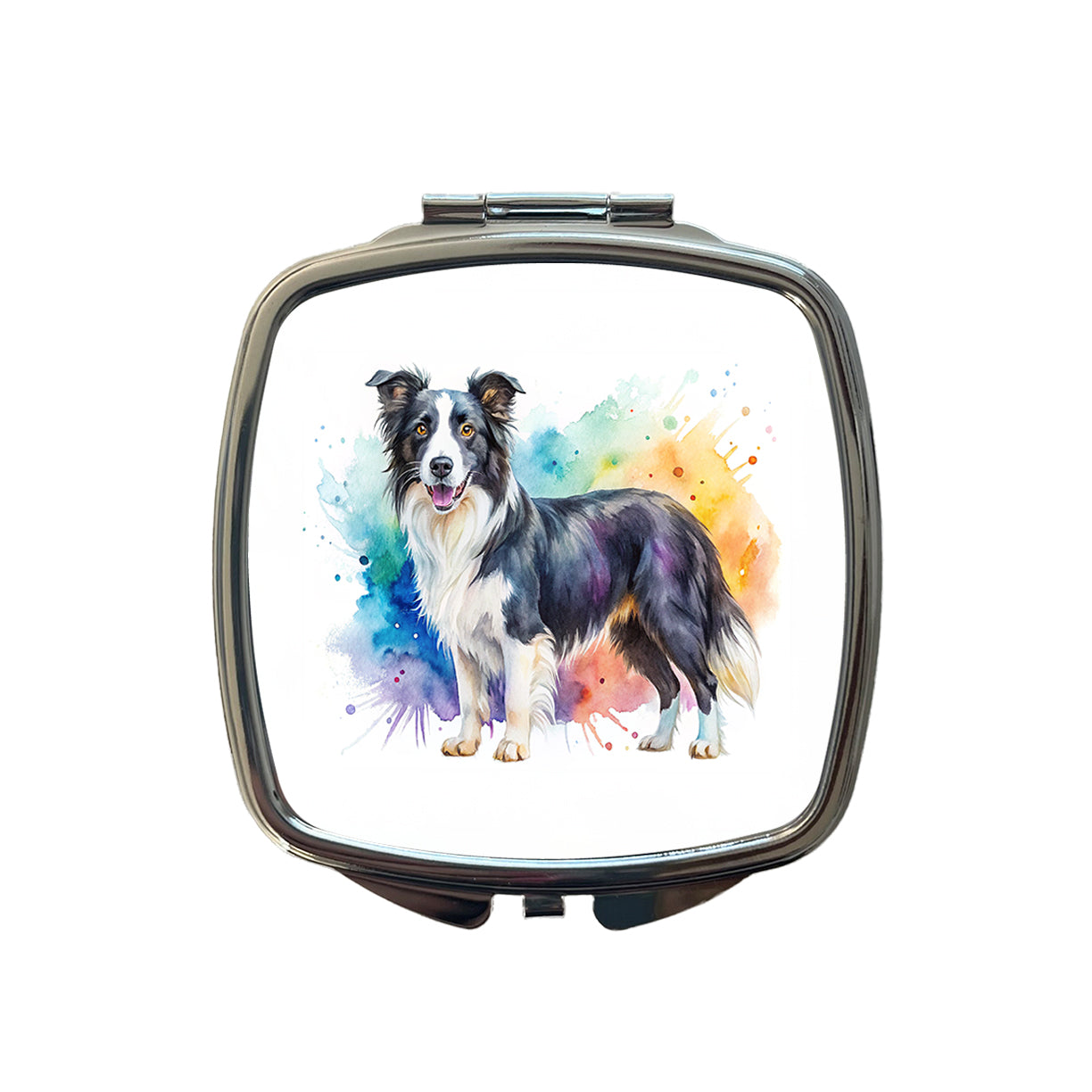 Border Collie Dog Watercolor Style Small Travel Purse Handbag Pocket Makeup Compact Mirror