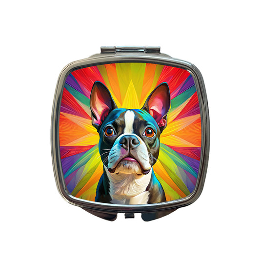 Boston Terrier Dog Pop Art Small Travel Purse Handbag Pocket Makeup Compact Mirror