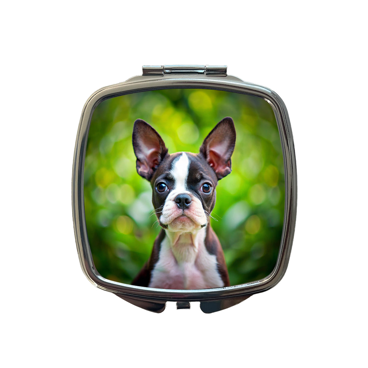 Boston Terrier Dog Puppy Photo Small Travel Purse Handbag Pocket Makeup Compact Mirror