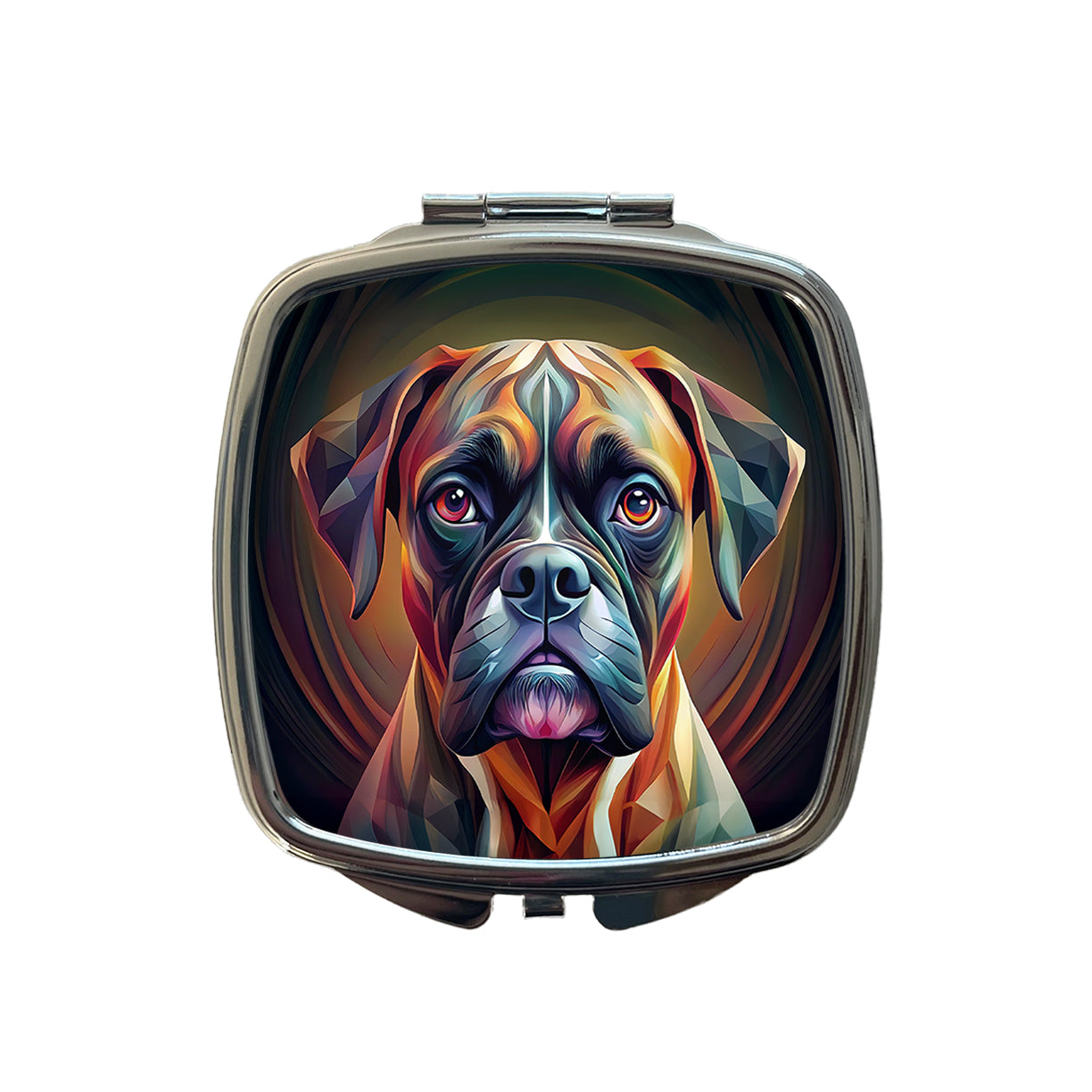 Boxer Dog Abstract Stylized Art Small Travel Purse Handbag Pocket Makeup Compact Mirror