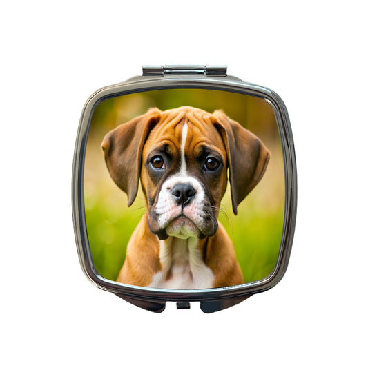 Boxer Dog Puppy Photo Small Travel Purse Handbag Pocket Makeup Compact Mirror