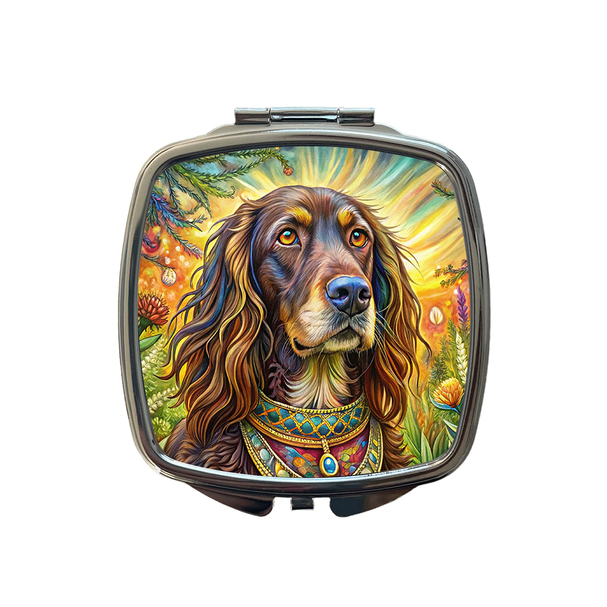 Boykin Spaniel Dog Bohemian Art Small Travel Purse Handbag Pocket Makeup Compact Mirror