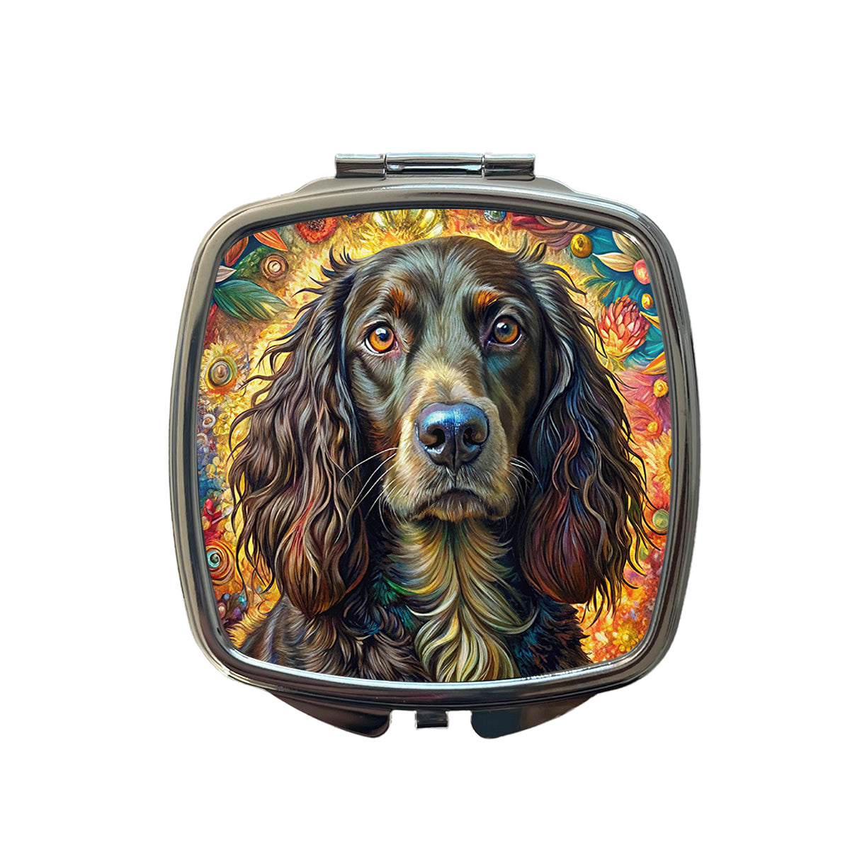 Boykin Spaniel Dog French Bohemian Art Small Travel Purse Handbag Pocket Makeup Compact Mirror