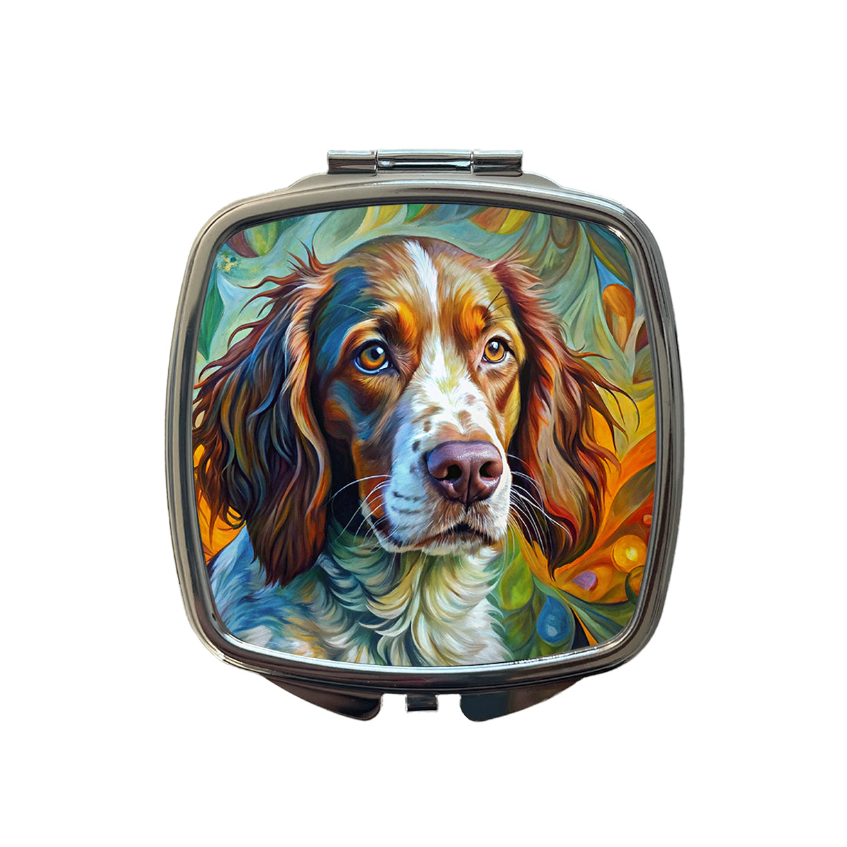 Brittany Spaniel Dog Abstract Art Small Travel Purse Handbag Pocket Makeup Compact Mirror