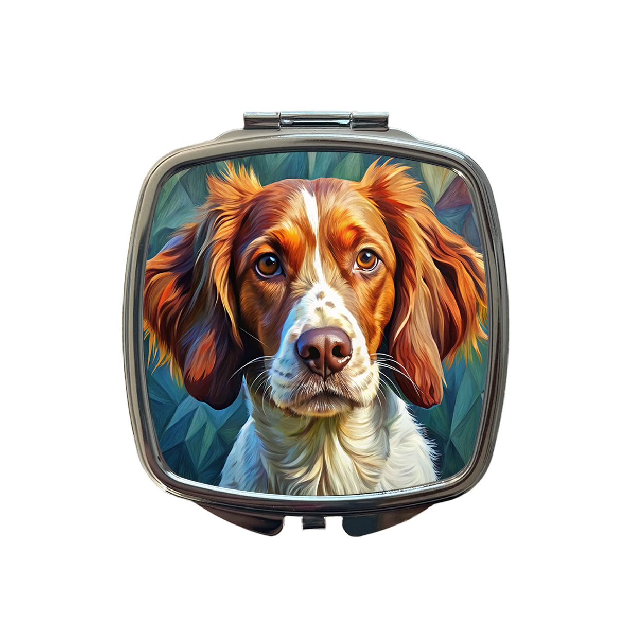 Brittany Spaniel Dog Expressionism Art Small Travel Purse Handbag Pocket Makeup Compact Mirror