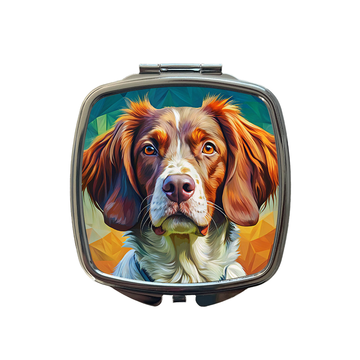 Brittany Spaniel Dog Pop Art Small Travel Purse Handbag Pocket Makeup Compact Mirror