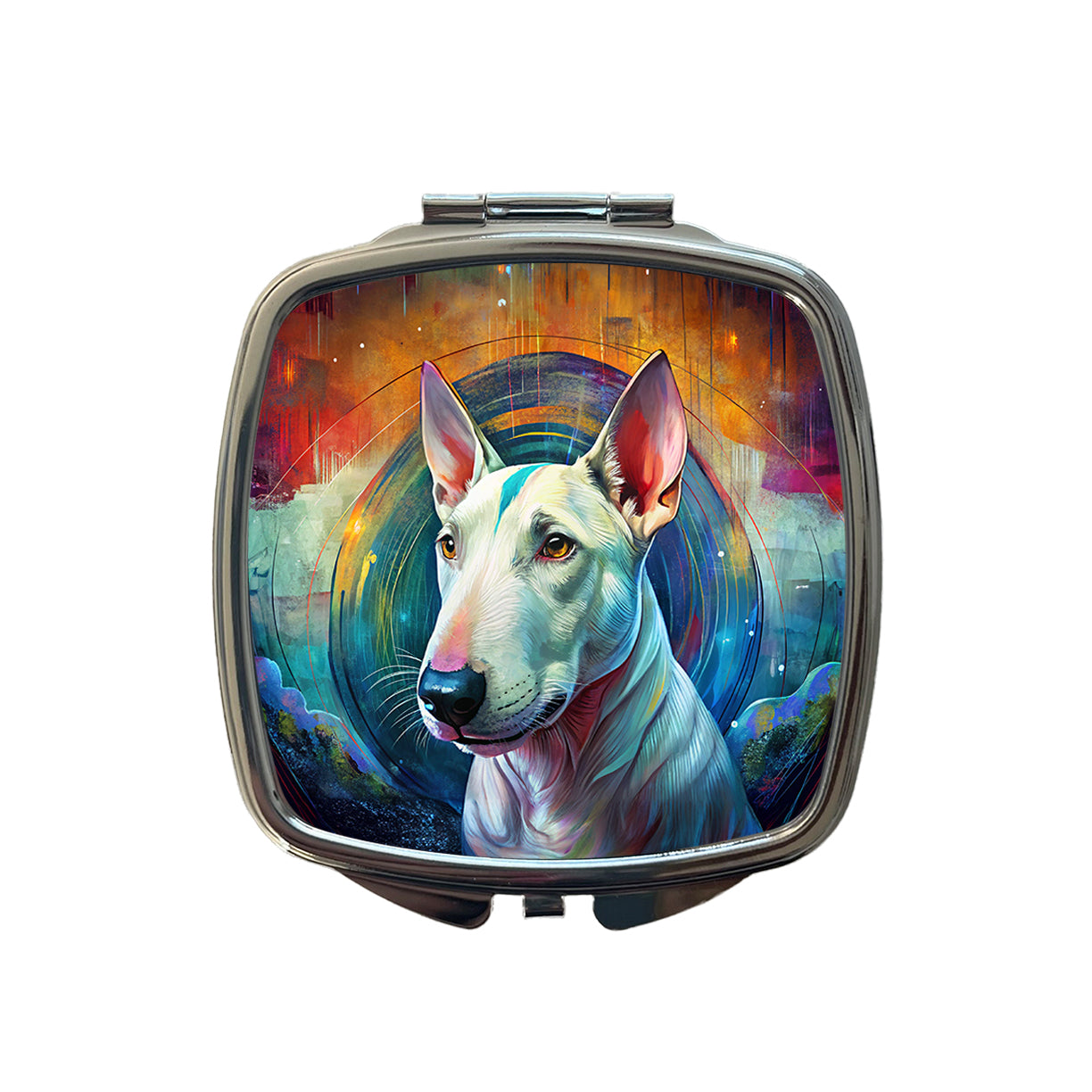 Bull Terrier Dog Abstract Art Small Travel Purse Handbag Pocket Makeup Compact Mirror