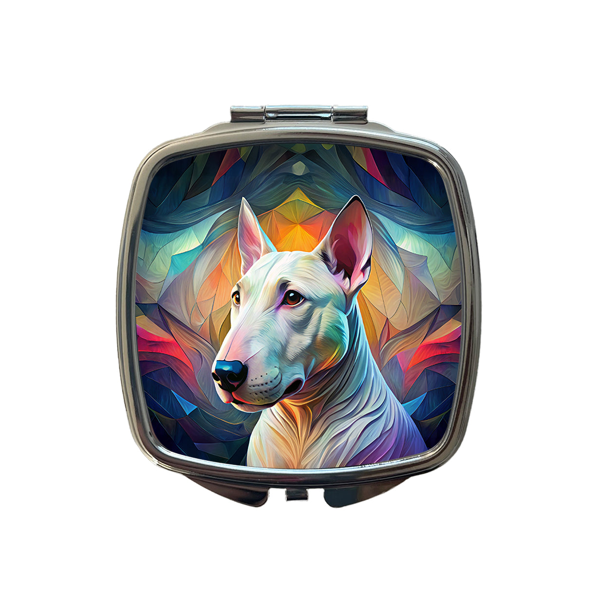 Bull Terrier Dog Abstract Stylized Art Small Travel Purse Handbag Pocket Makeup Compact Mirror